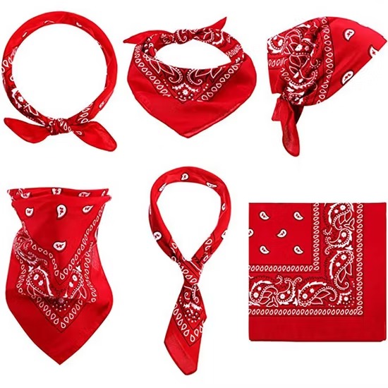 Bandana pañoleta roja estampada Paisley - Imagen 2