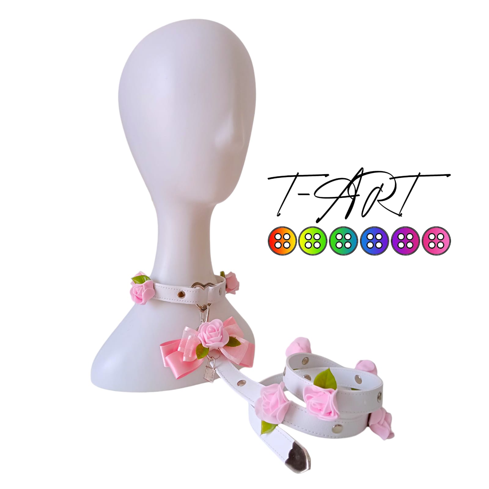 Collar kawaii con rosas y correa T-ART - Imagen 2