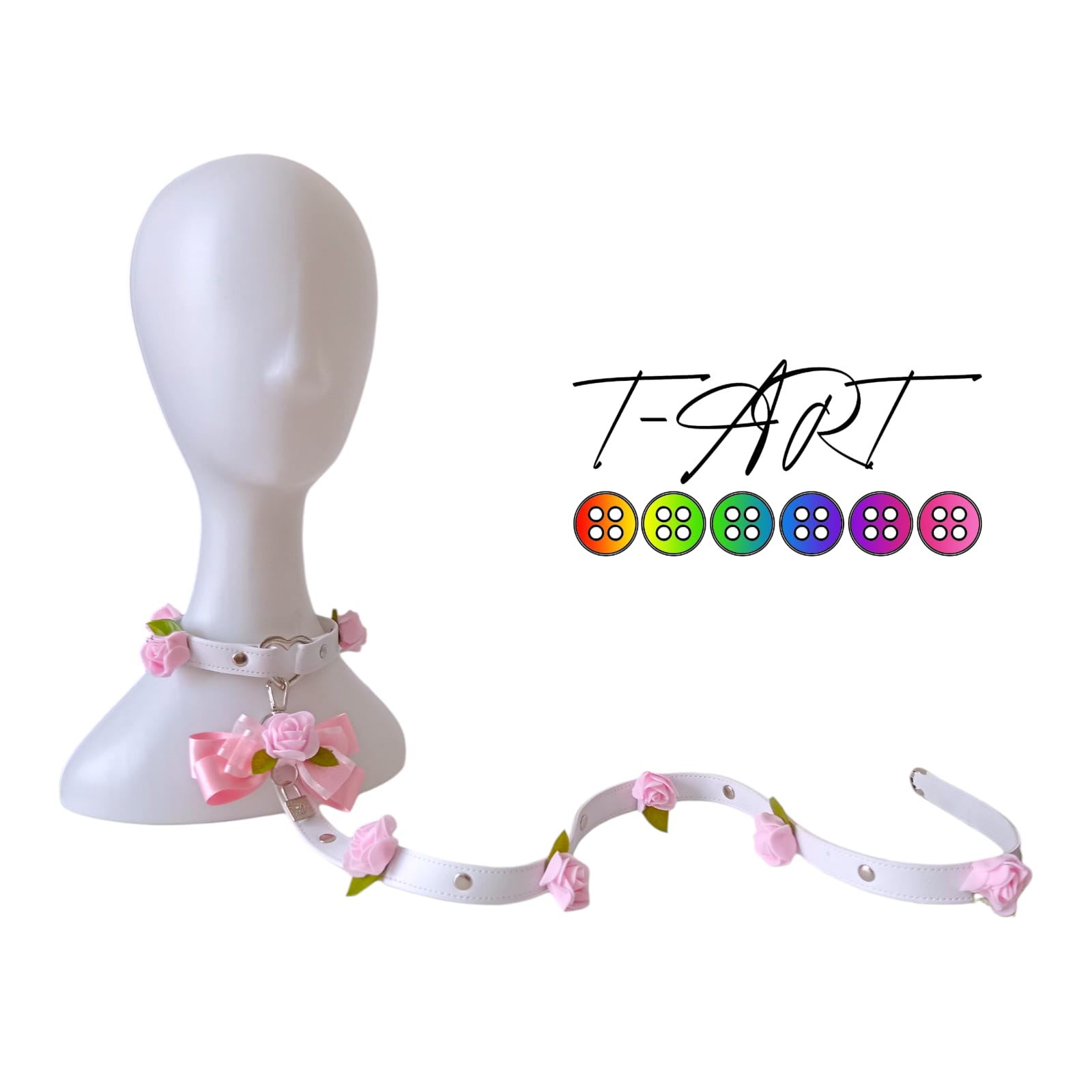 Collar kawaii con rosas y correa T-ART - Imagen 3