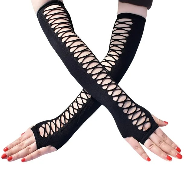 Guantes mitón góticos negros enlazado – Estilo alternativo punk y dark | T-ART