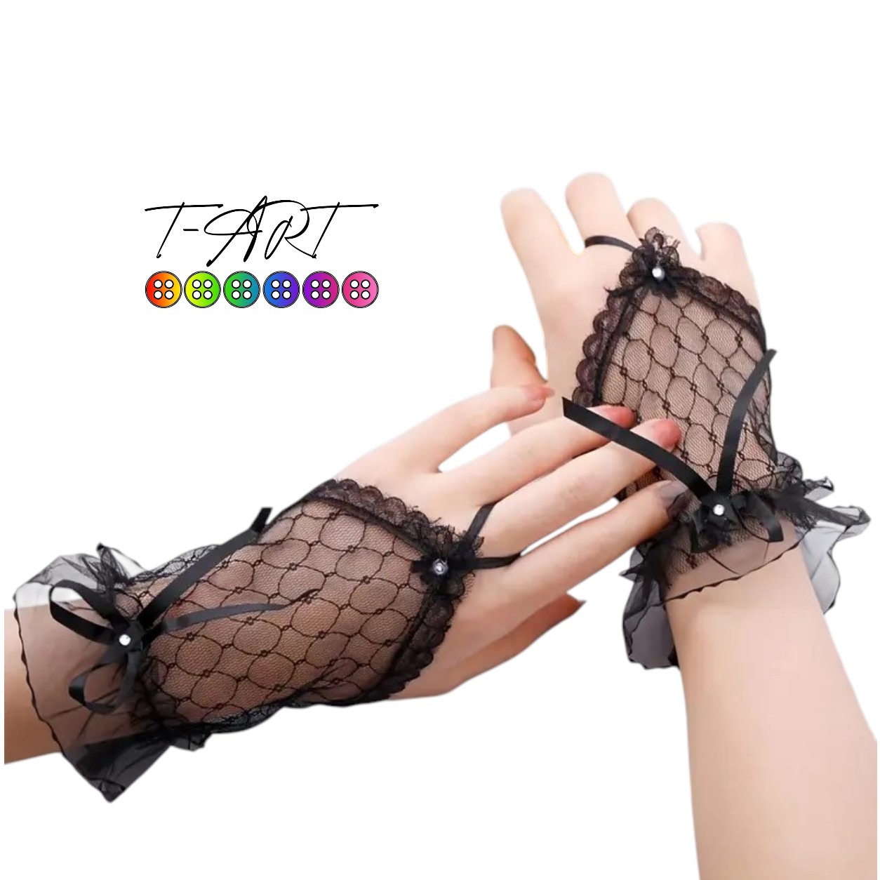 Guantes Cortos de Encaje sin Dedos T-ART