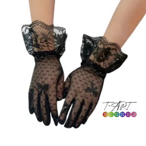 Guantes Cortos de Encaje Negro T-ART
