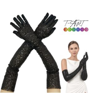 Guantes Extra Largos de Lentejuelas Negras T-ART