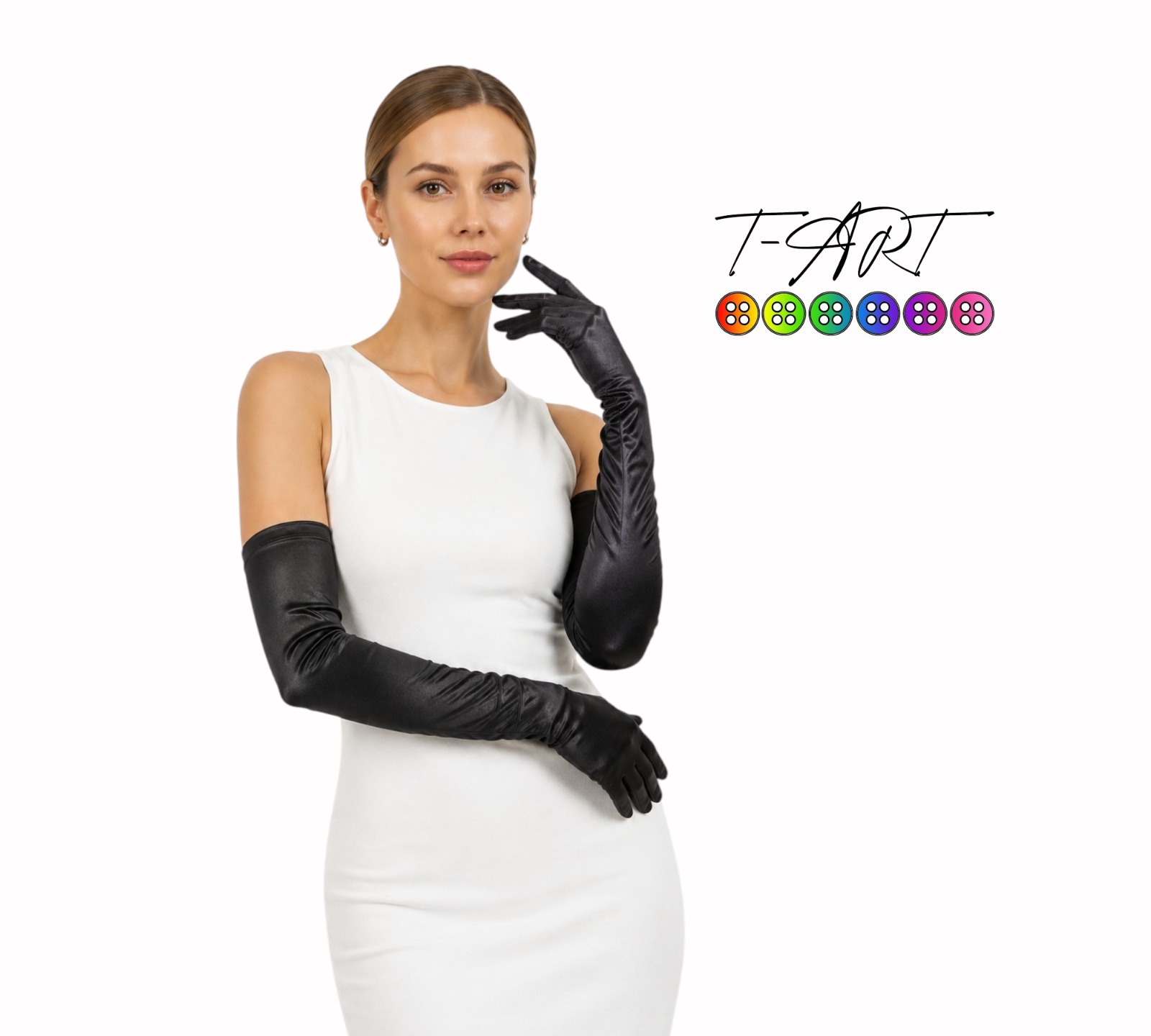 Guantes Satin Negro T-ART | Guantes extra Largos Mujer T-ART - Imagen 2