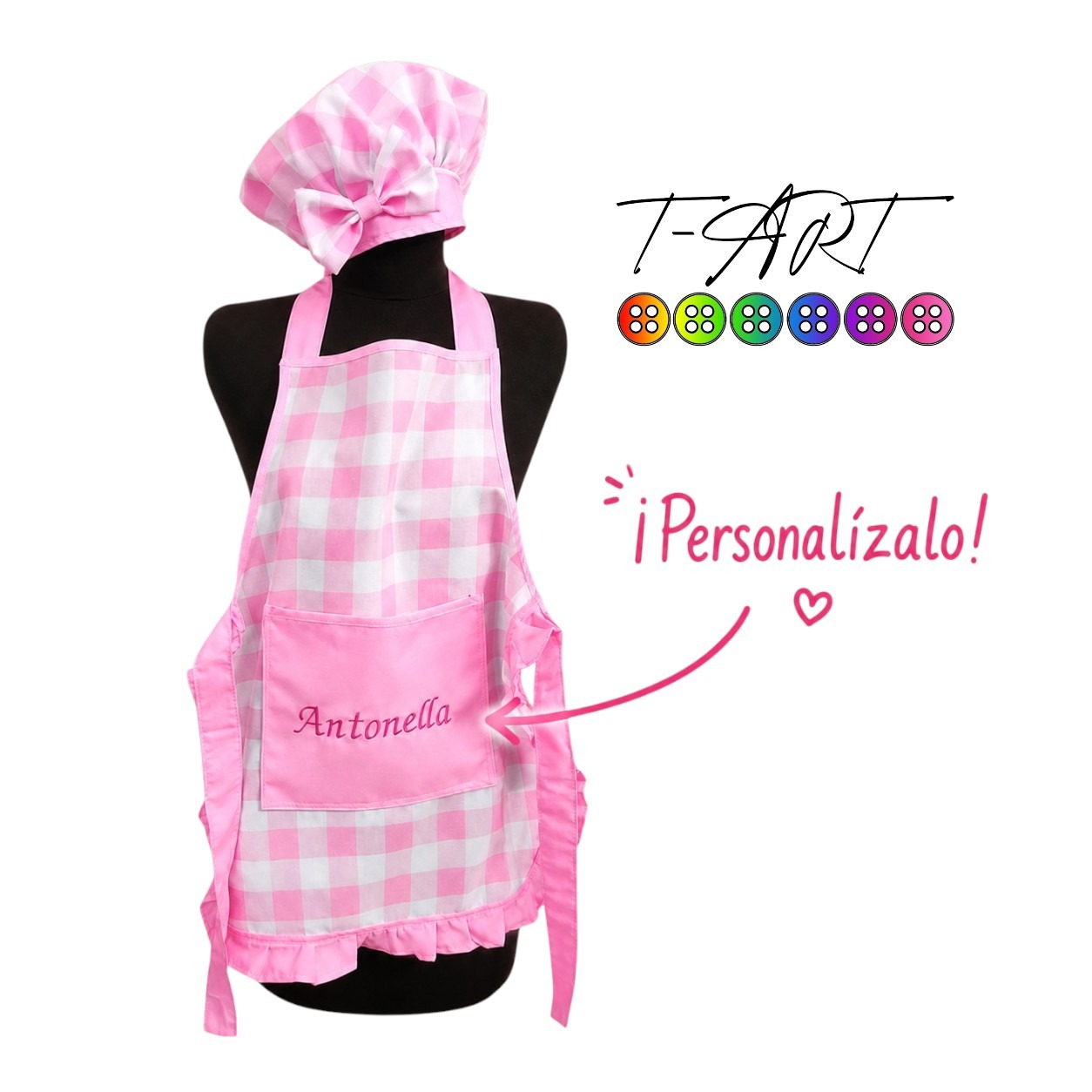Delantal y Gorro de Chef para Niñas Personalizado T-ART - Imagen 2