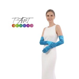 Guantes Satin Azul Celeste T-ART | Guantes extra Largos Mujer T-ART
