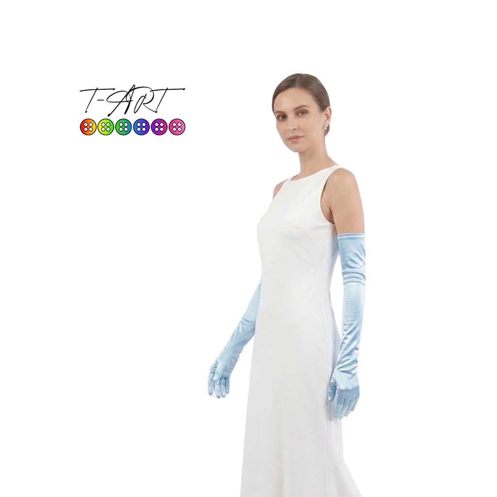 Guantes Satin Azul Cielo T-ART | Guantes extra Largos Mujer T-ART