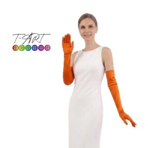 Guantes Satin Naranjas T-ART | Guantes extra Largos Mujer T-ART