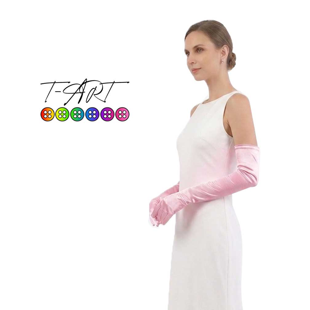 Guantes Satin Rosados T-ART | Guantes extra Largos Mujer T-ART
