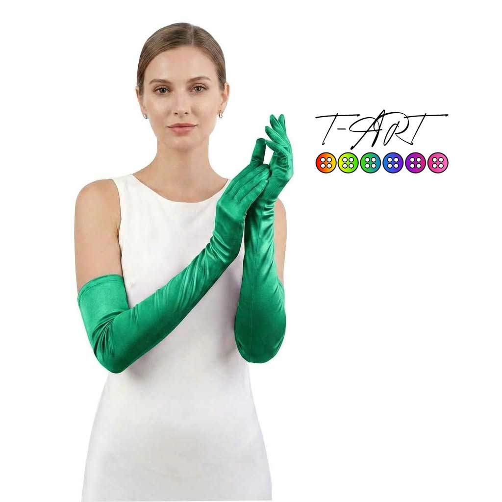Guantes Satin Verde Esmeralda T-ART | Guantes extra Largos Mujer T-ART
