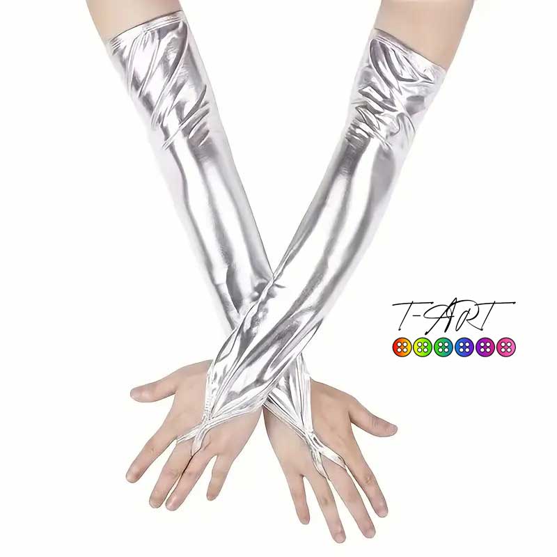Guantes dedos libres plateados | Guantes ExtraLargos para Mujer T-ART