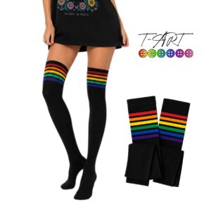 Medias bucaneras extra largas Beisboleras negra Raya Multicolor microfibra | medias largas T-ART