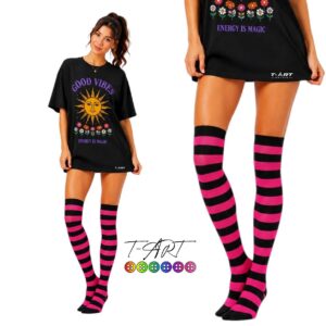 Medias bucaneras extra largas Rayas Negro-Fucsia microfibra | medias largas T-ART