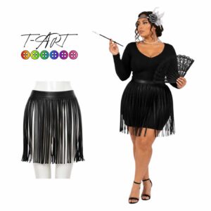 Falda Años 20 Negra Plus | Estilo Gatsby, Flecos Charlestone & Flapper T-ART
