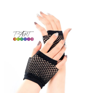Guantes cortos de malla negros estilo mitón | T-ART