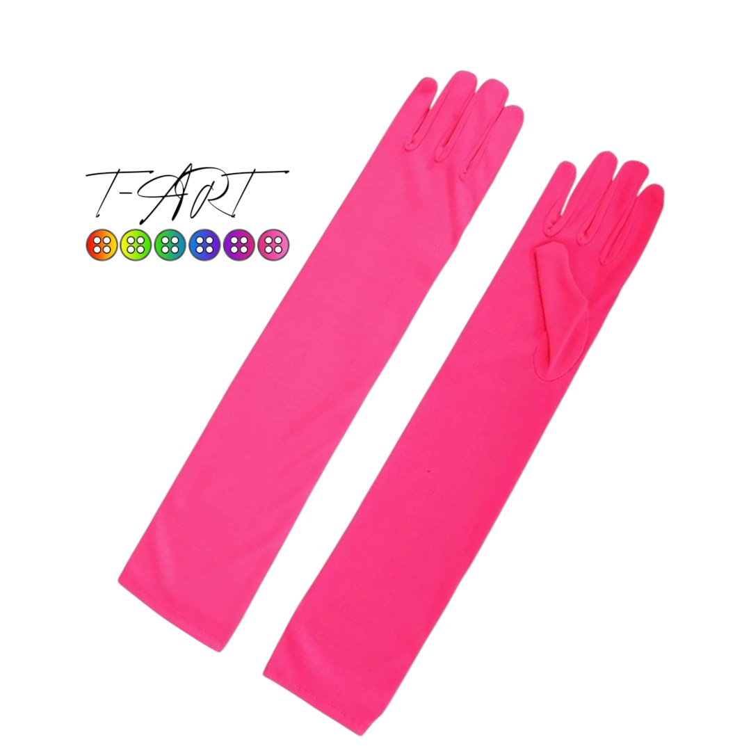 Guantes fucsia neon opacos | Guantes Largos T-ART ( - Imagen 2