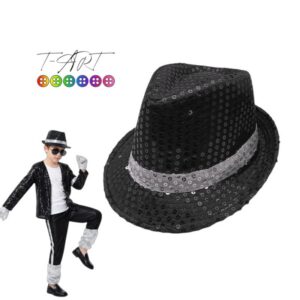Sombrero Michael Jackson Negro con Lentejuelas T-ART